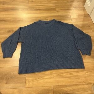 American Eagle Outfitters Women's Blue Waffle Knit Sweater